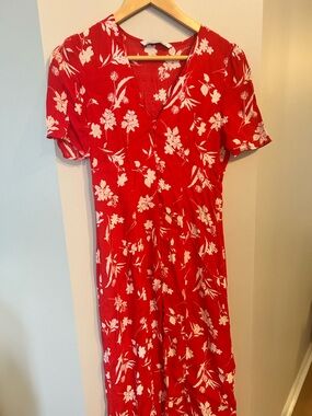 Red Floral Women’s midi Dress